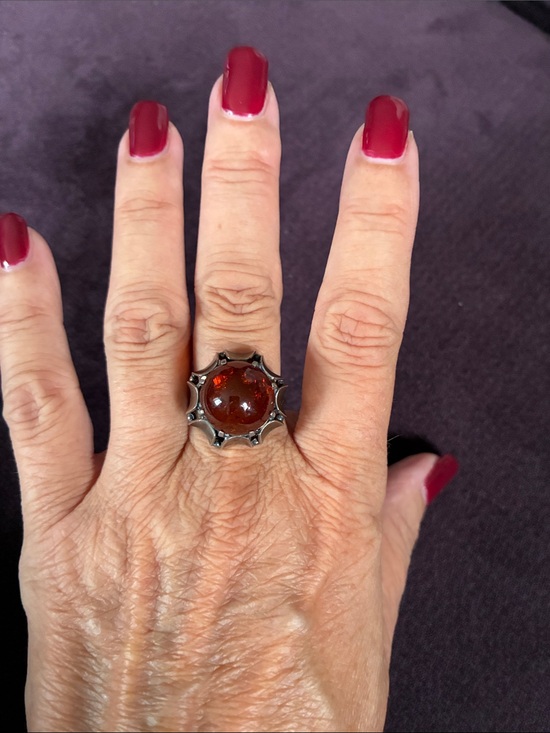 imperial Jewelry - Imperial Sterling Vermeil matrix Fire Opal Statement Ring - Red Brown